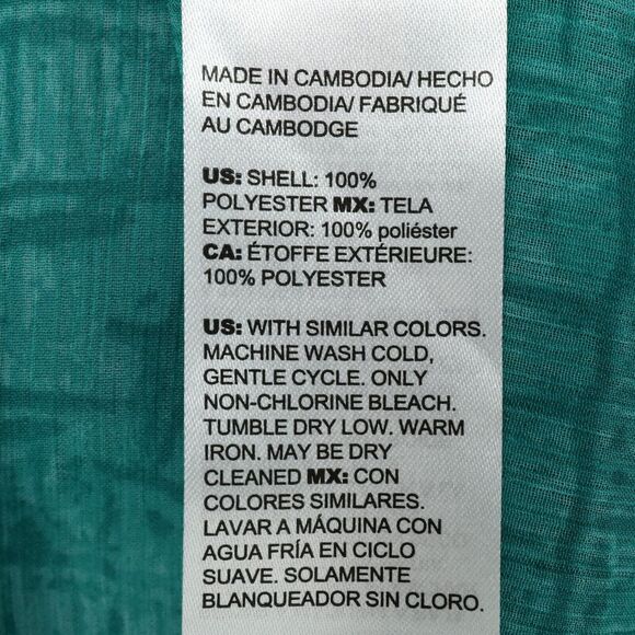 Chicos Top 0 Womens Small 4 Green Chiffon Blouse Snakeskin print Coastal Career - Picture 9 of 13